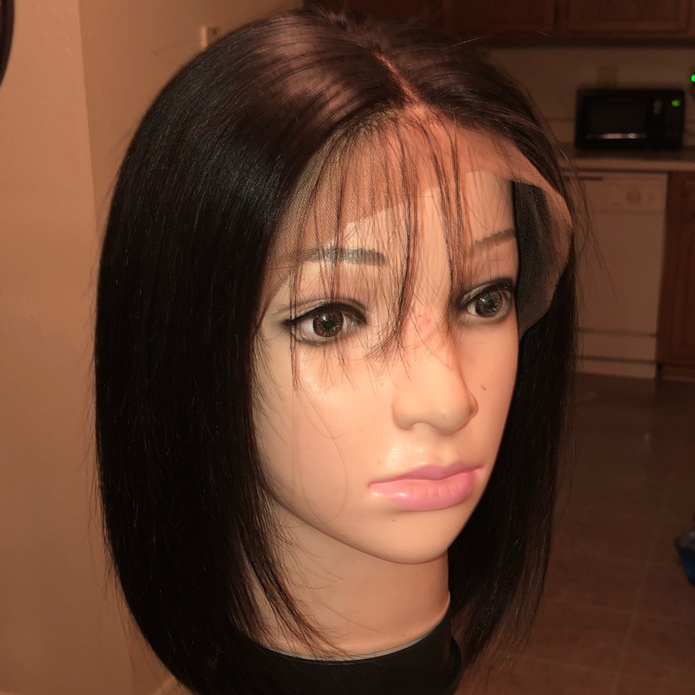 Natural looking blunt cut bob lace front wig